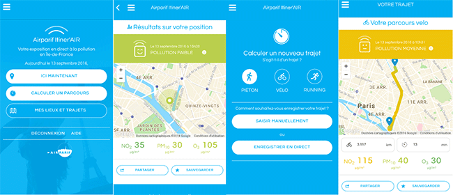 Itiner'air application for air quality monitoring
