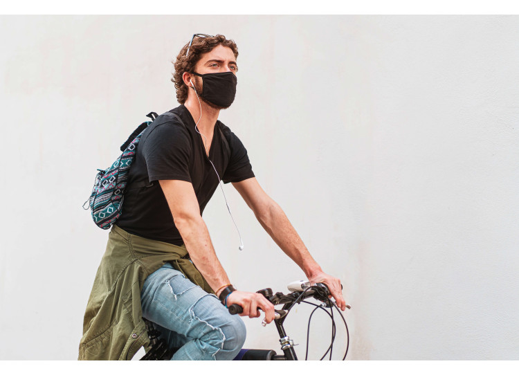 Cyclist with a bike mask